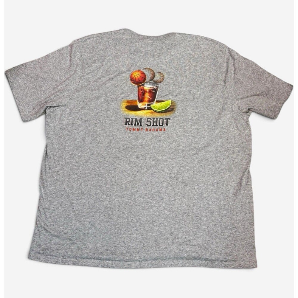 Tommy Bahama Rim Shot Gray Graphic T-Shirt Mens 2XL Basketball Cotton Cocktail